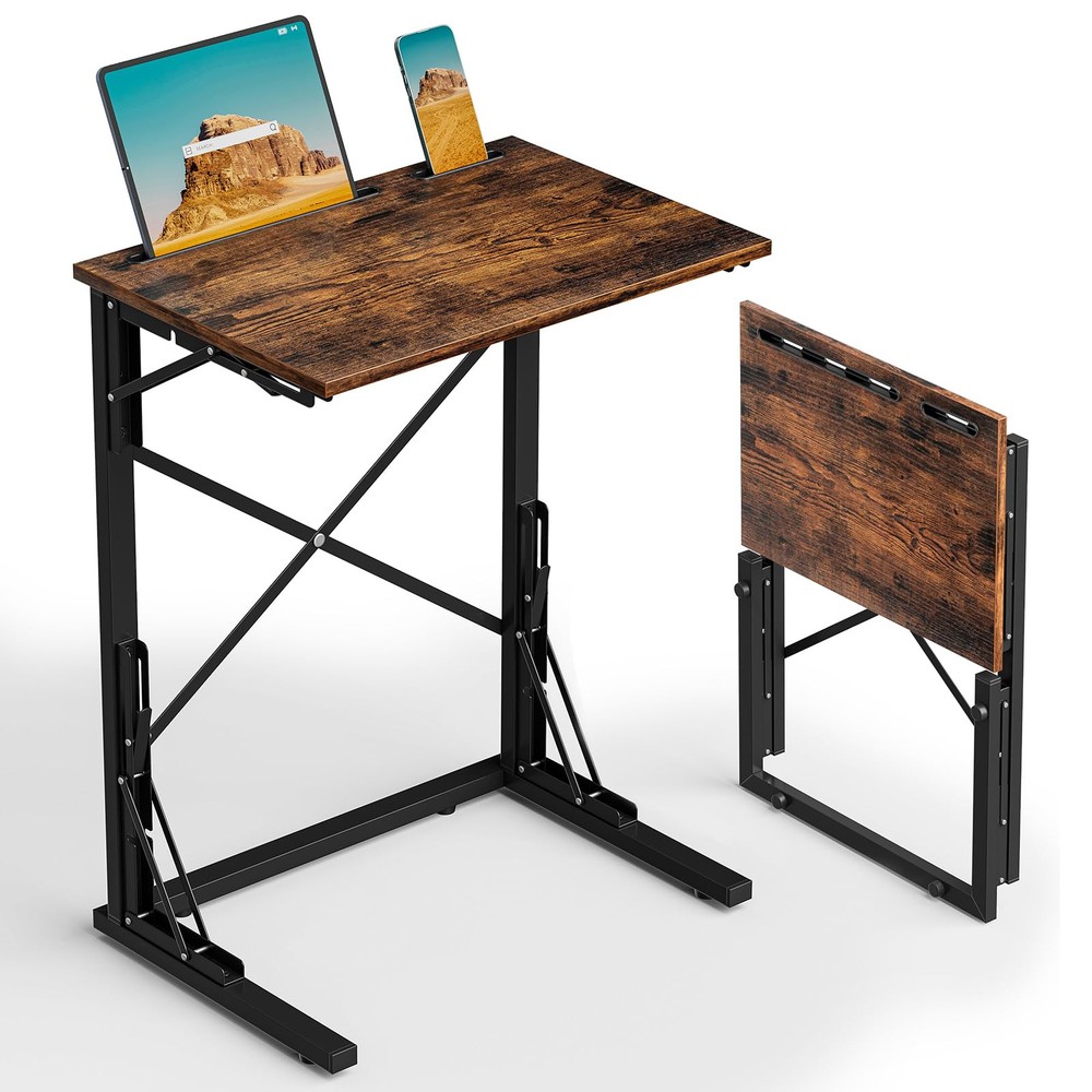 21Wx28H Folding TV Tray Table - Compact C-Shaped Snack Stand for Sofa or Bed