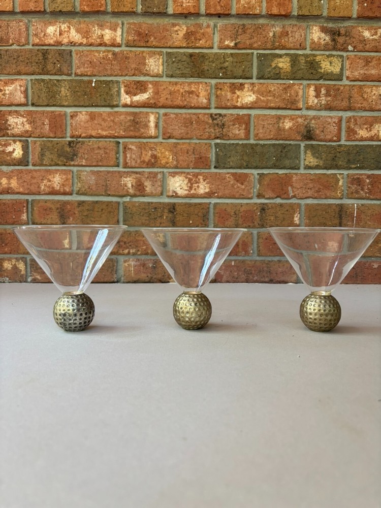 3-Piece Golf Ball Martini Glass Set with Hole 19 Picks