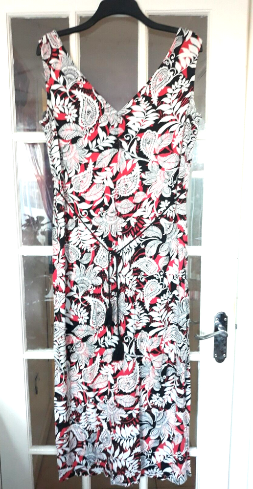 M&S Collection Black Sleeveless Midi Dress with Rope Belt for Women UK Size 18
