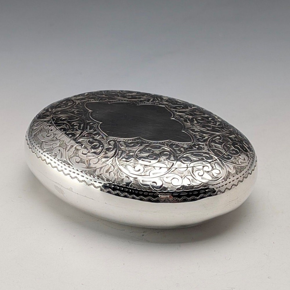 British 1904 Sterling Silver Pebble Snuff Box 90g Birmingham Used Good Condition