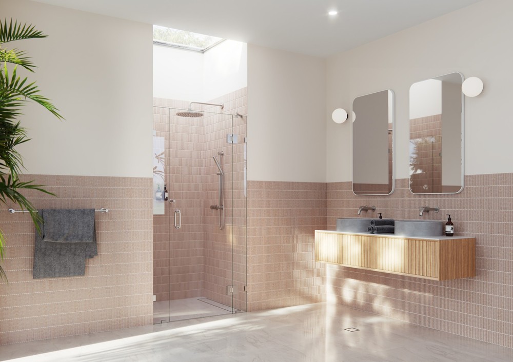 Stellar 78H x 44.75W Nickel Glass Hinged Shower Door GHF-44.75