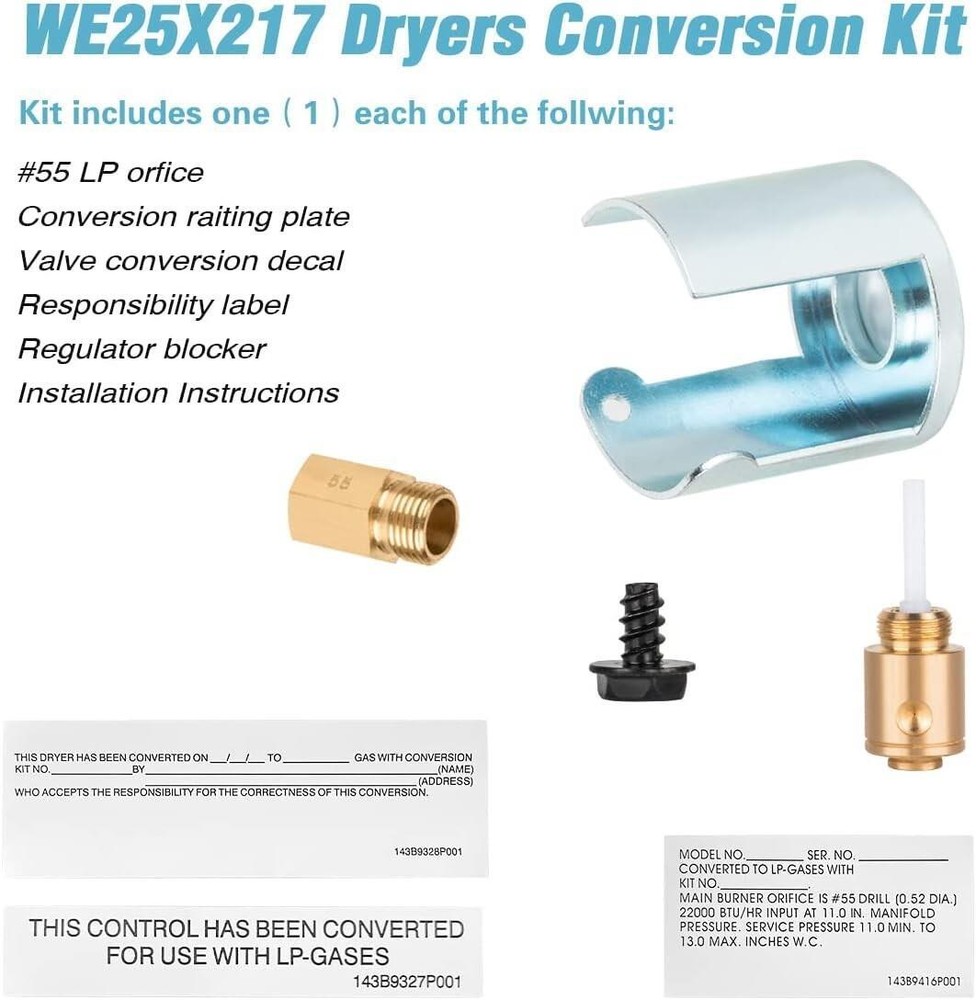 GE WE25X217 OEM Liquid Propane Conversion Kit for Gas Dryers - New