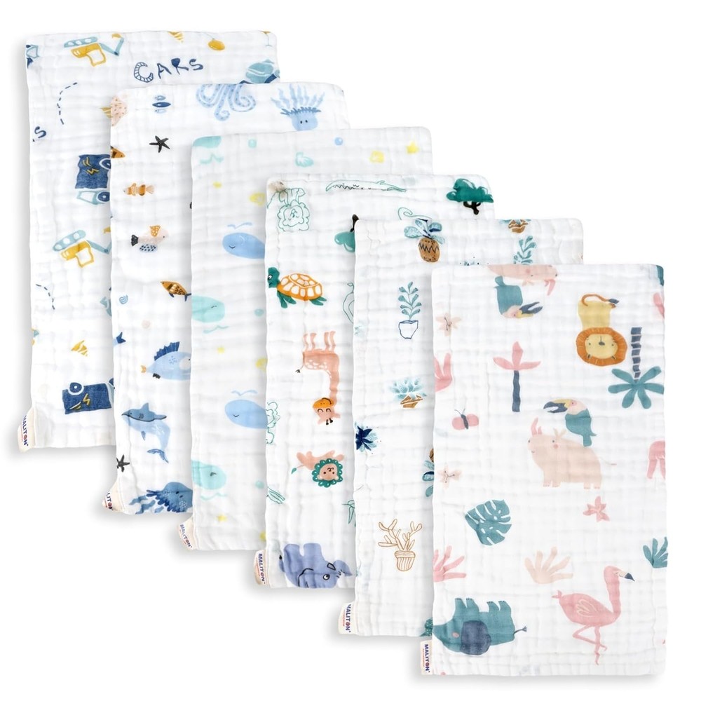 Maliton Muslin Baby Burp Cloths 6 Pack Large 20''x10'' 20