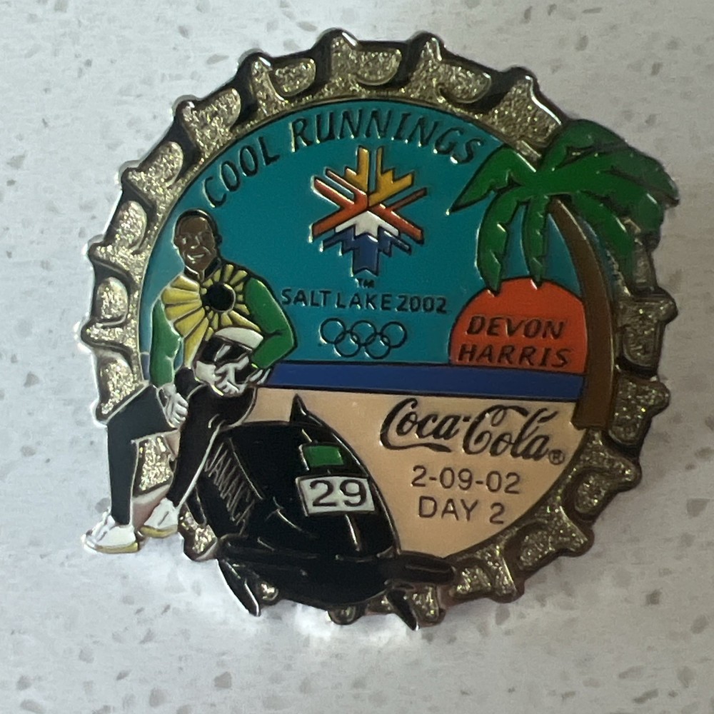 Rare 2002 Jamaica Bobsled Team Salt Lake City Olympics Pin Coke Bottlecap