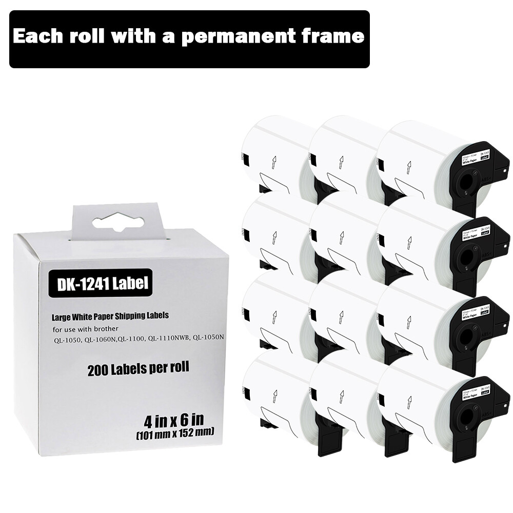 102mm x 152mm 12 Rolls 4x6 Shipping Labels Compatible with Brother QL-1050 DK-1241 Printer