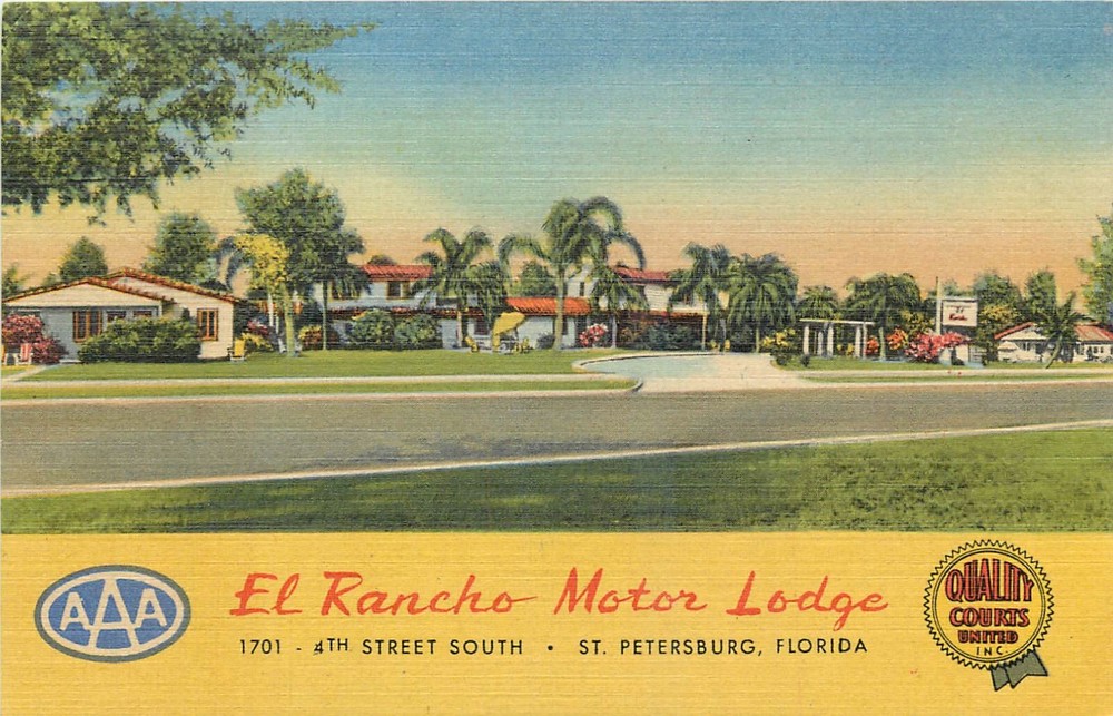 1940s St Petersburg Florida El Rancho Motor Lodge occupation Postcard 25-567