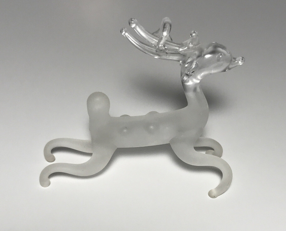 Vintage Frosted Glass Reindeer with Clear Head And Antlers