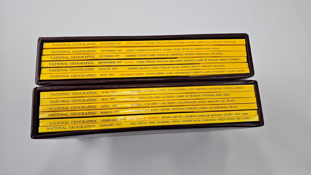 1997 National Geographic 12 Magazines Complete Set & Slipcover/ January-December