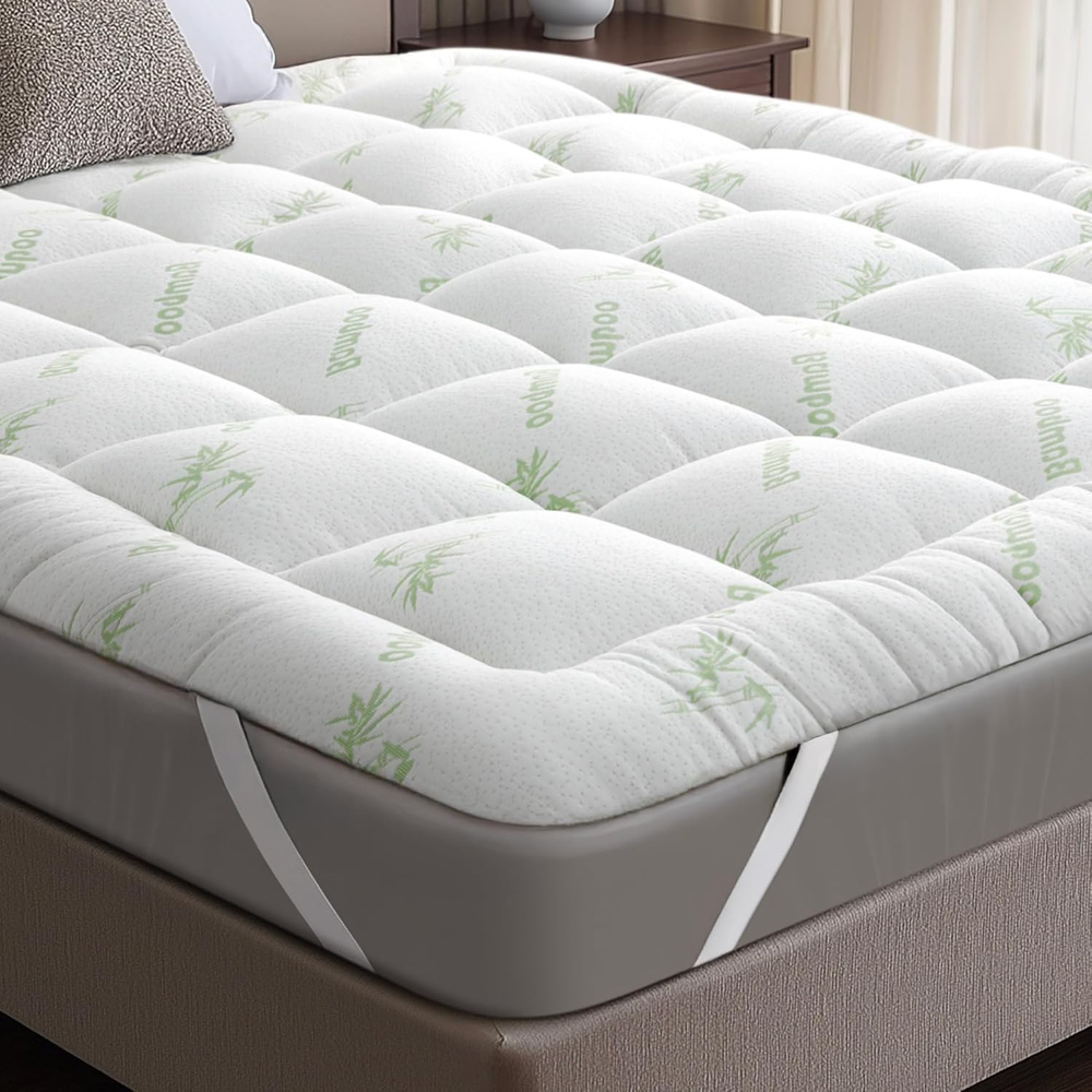 Ultra Soft Queen Bamboo Viscose Mattress Topper for Back Pain Relief