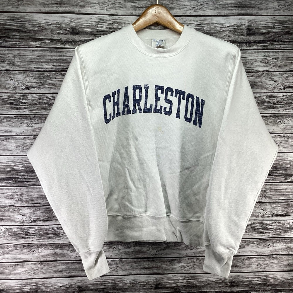 Vintage College of Charleston Sweatshirt Mens Small White Champion Reverse Weave