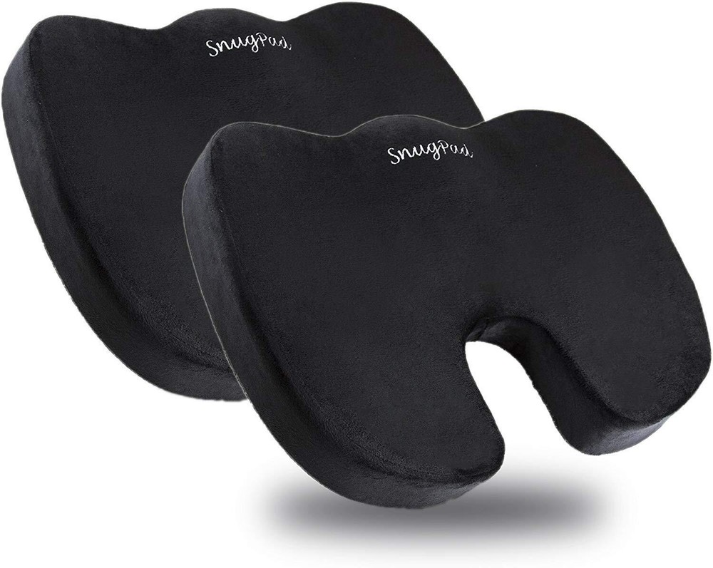 Black Memory Foam Seat Cushion - Sciatica, Back, Hip, and Tailbone Pain Relie...