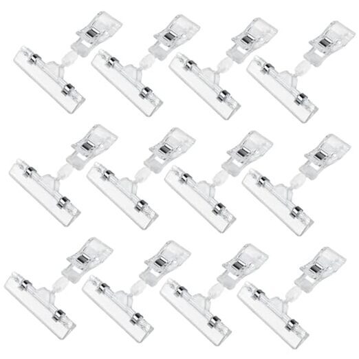 Clear Sign Clips on Merchandise Display 12 Pack Plastic Label Pop Clips on