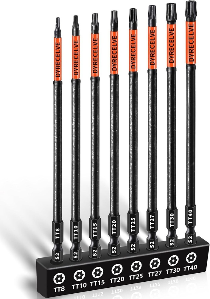 3/6 Inch Long Torx Bit Set 8-Pack T8 to T40 Impact Security Bits Magnetic