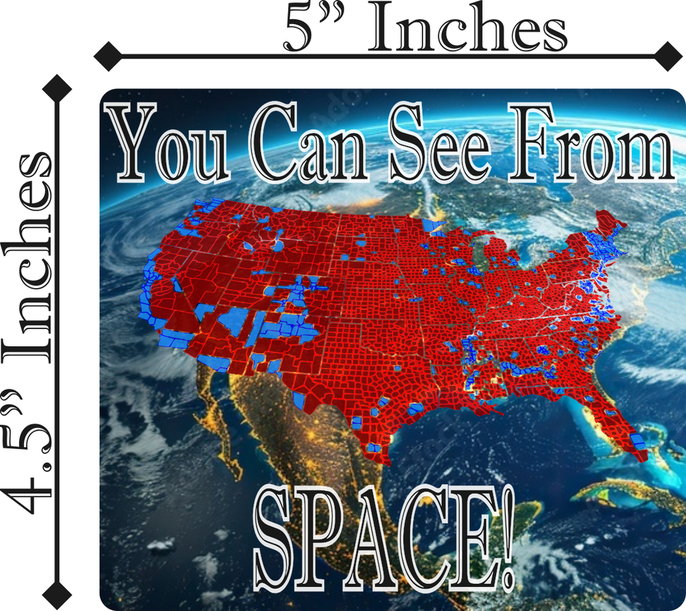 2024 Trump 47 Win Stickers, Election Result Map So Red You Can see from Space US