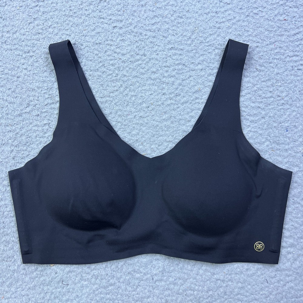 Honeylove V-Neck Bra Womens M Vamp Black Seamless Wireless Comfort Pullover Pads