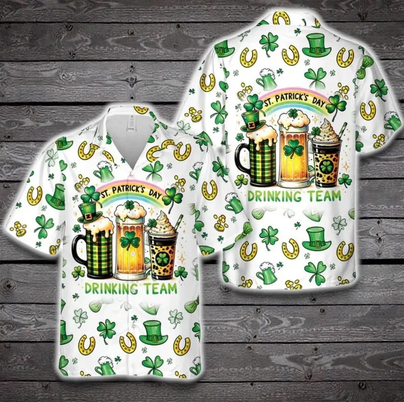 St Patricks Day Drinking Team Hawaiian Shirt Funny Irish Party Aloha Shirt