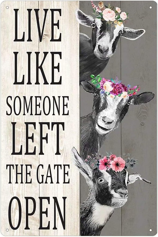 Goat Metal Tin Signs Live Like Someone Left The Gate Open Funny Printing Poster