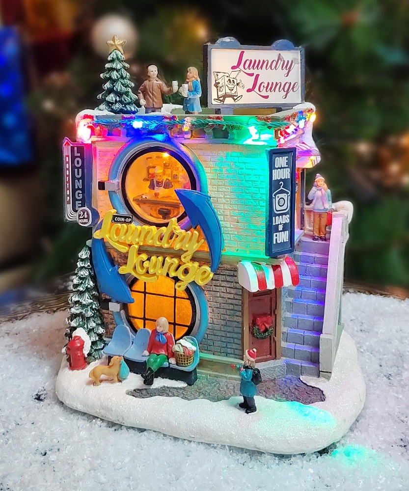 Vintage 9.8in LED Laundry Lounge with 8 Christmas Carols Music