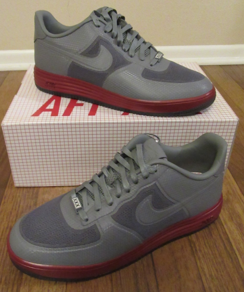 Nike Lunar Force 1 Fuse NRG Size 12 Cool Grey Team Red 573980 002 Brand New 2012