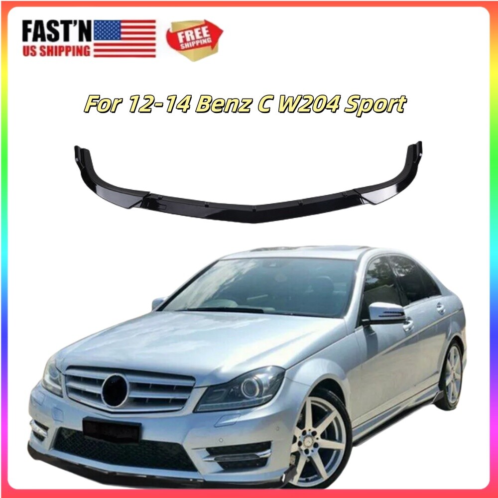 Glossy Black Front Bumper Lip Splitter for 2012-2014 Benz C W204 Sport