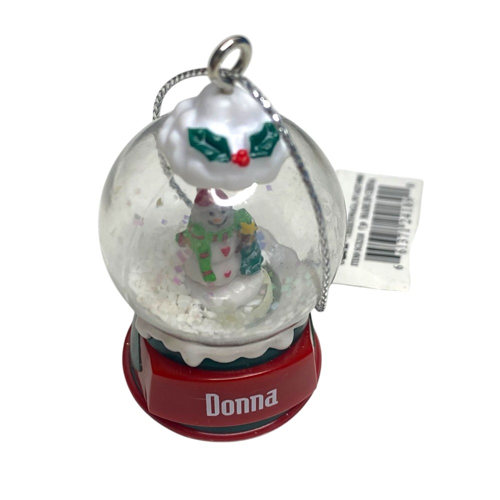 NWT Ganz Donna Personalized 2-Inch Snowman Snow Globe Christmas Ornament