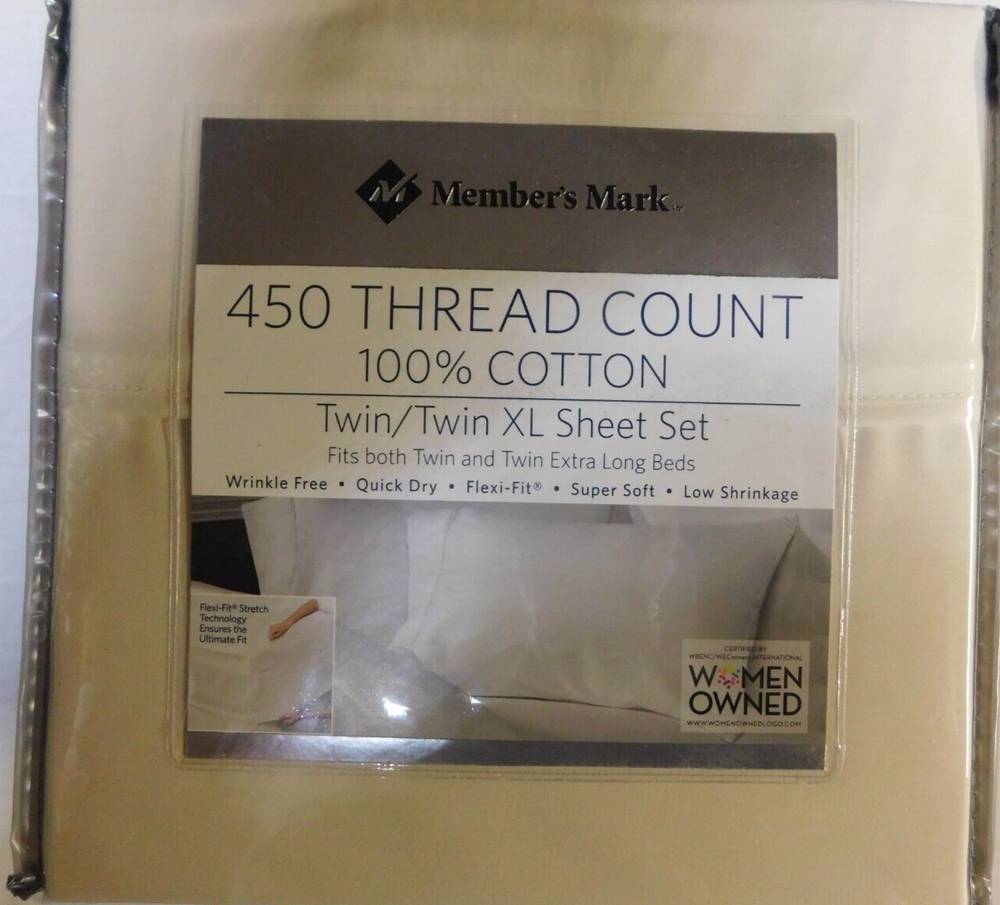 Members Mark 450 TC Cotton Twin/Twin XL 3-Piece Sheet Set in Ivory-image