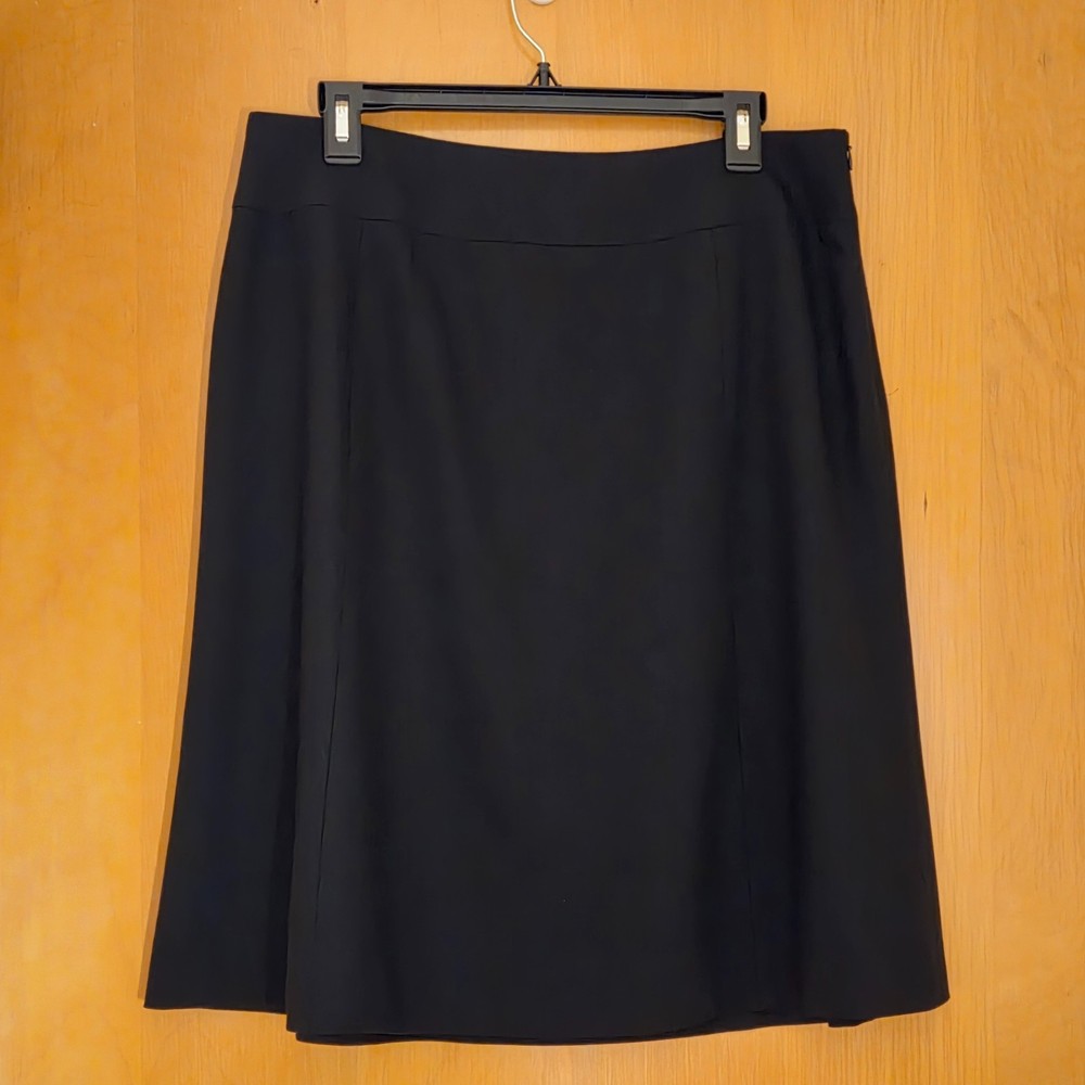 Vtg Talbots Petites Italian Wool A Line Midi Skirt Size 14 Black Japan Corpcore