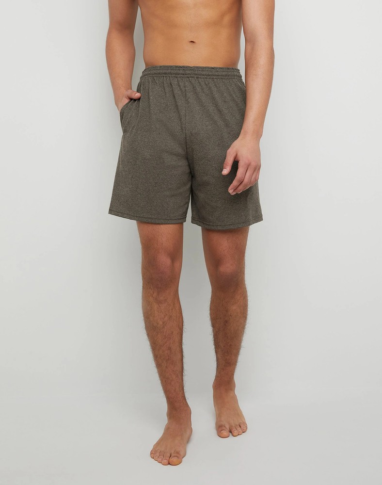 Hanes Men Shorts Jersey Pocket Elastic Waist Cotton Solid 7.5 Inseam S to 4XL