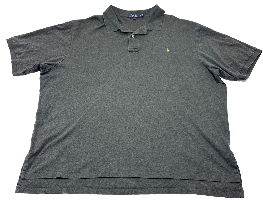 Polo Ralph Lauren Pima Soft Touch Polo Shirt Mens 3XLT Tall Gray EUC Logo!!