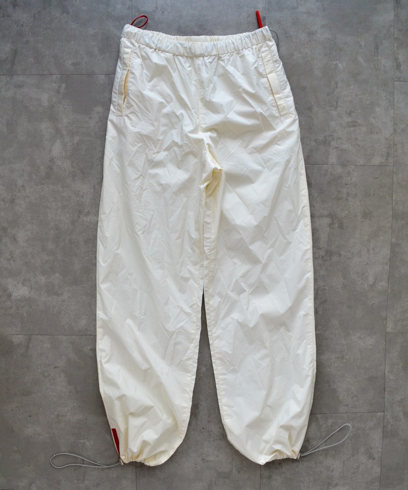 1999 Vintage PRADA Pants Nylon Trousers Parachute Drawstring Red Tab Pockets 42