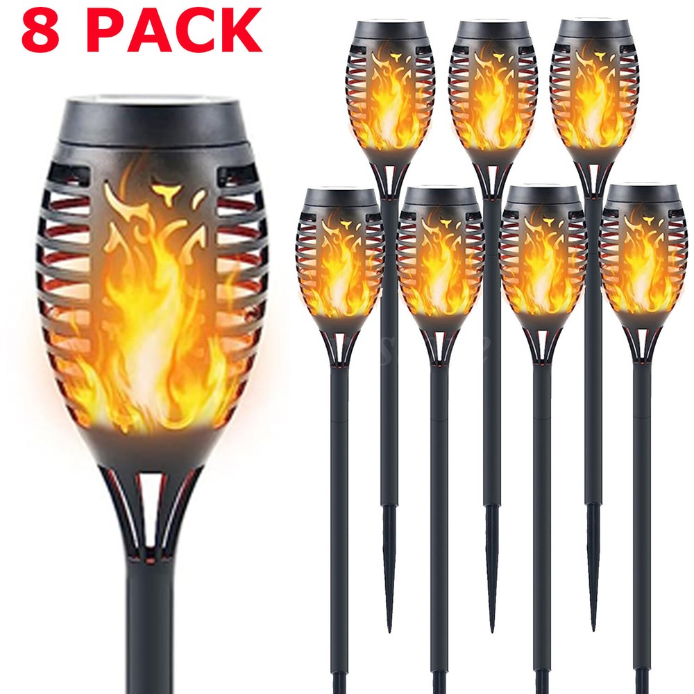 Solar Lights 8 PACK Outdoor Landscape Garden Yard Lights Flame Torch Flickering