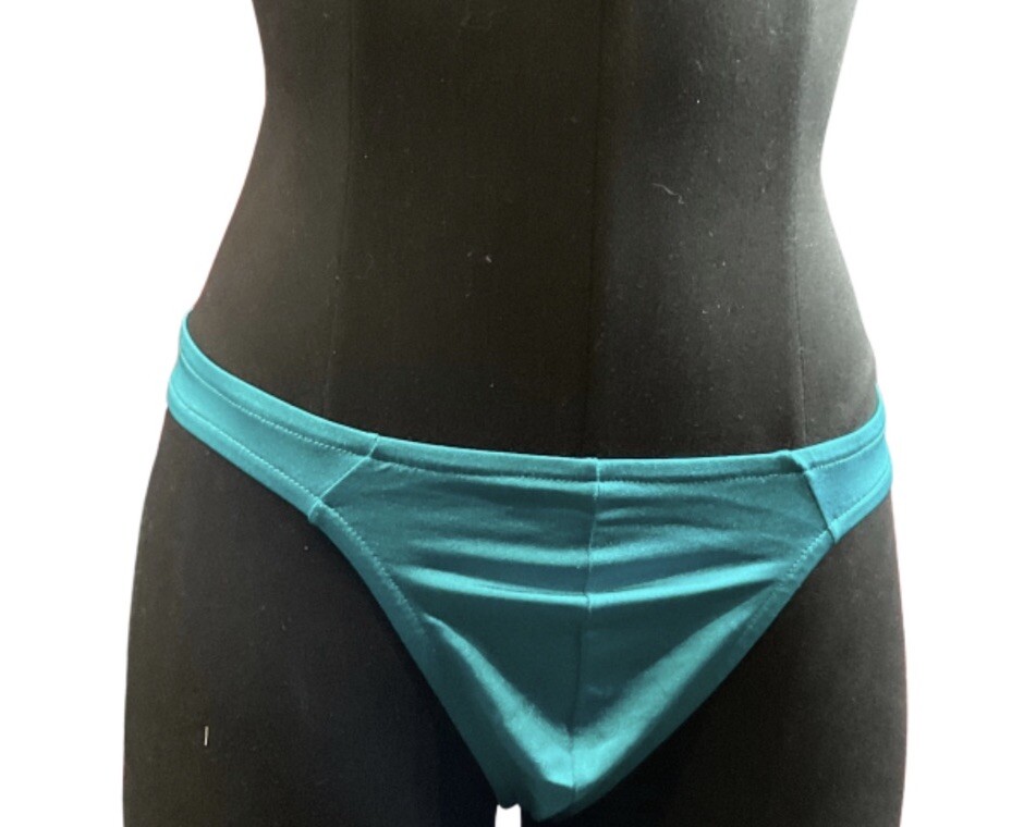 Men Satin Vintage Jockstrap Stripper Thong Blue 1980s Size S