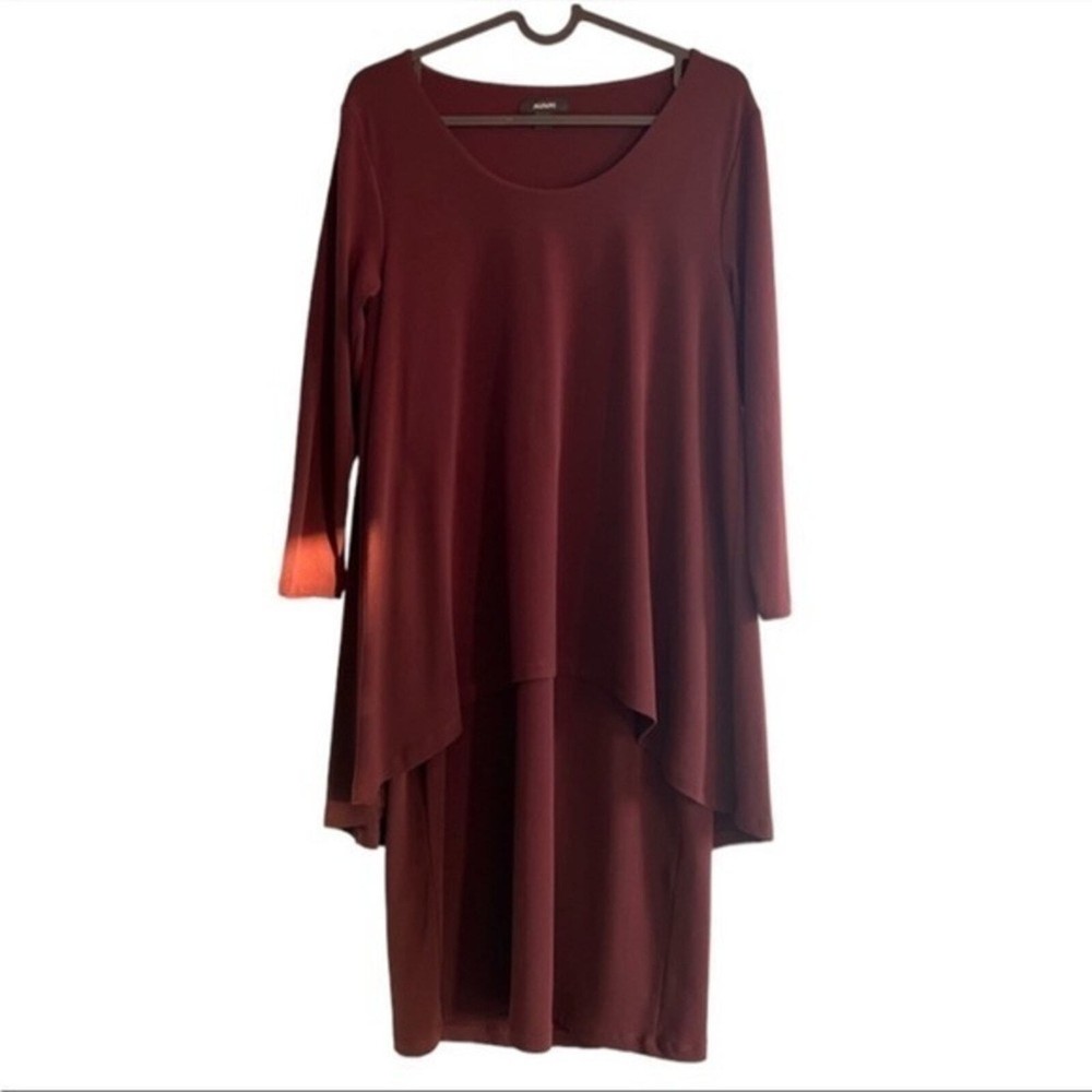 NWOT Alfani maroon shirt dress. Layered, relaxed fit, full sleeve, size 2.