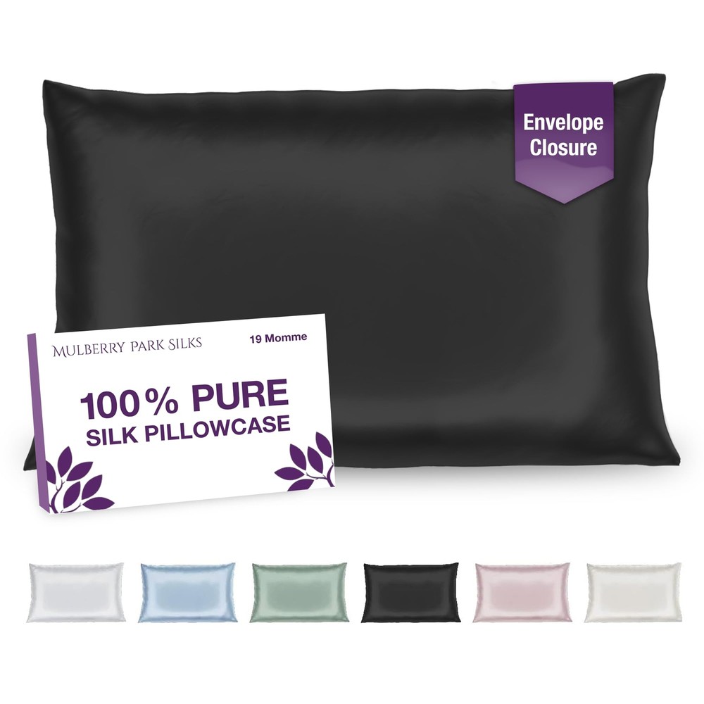 Mulberry Park 100% Silk Pillowcase - 19 Momme Grade 6A Mulberry Silk - Deep E...