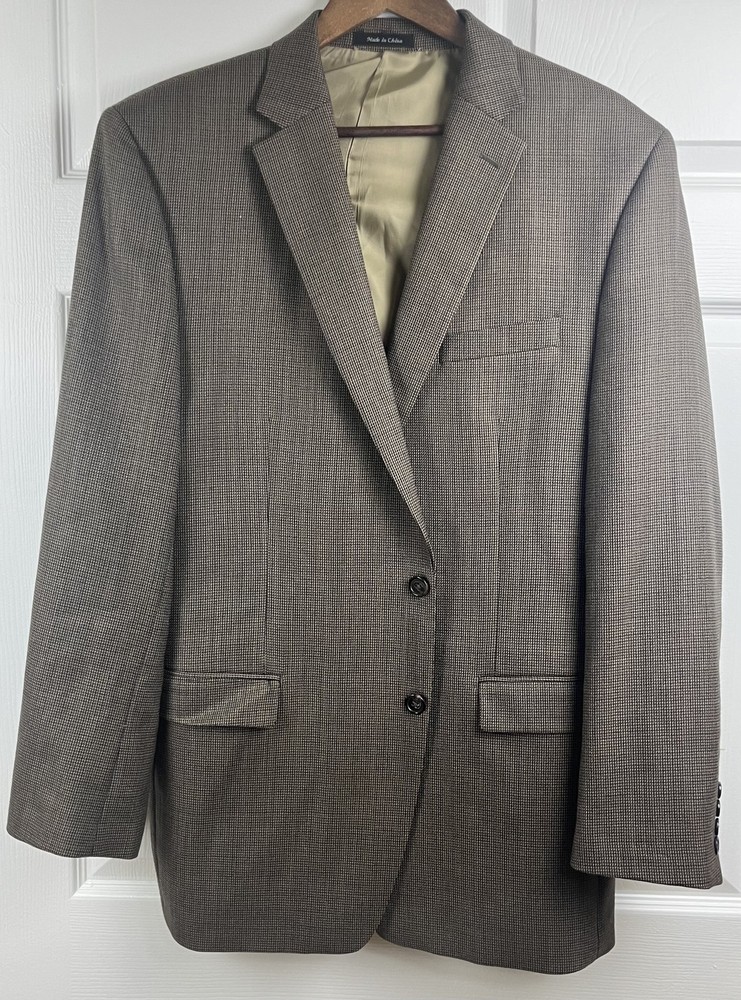 Lauren Ralph Lauren Mens 44L Brown Wool Tweed Sport Coat Blazer Jacket Classic Fit
