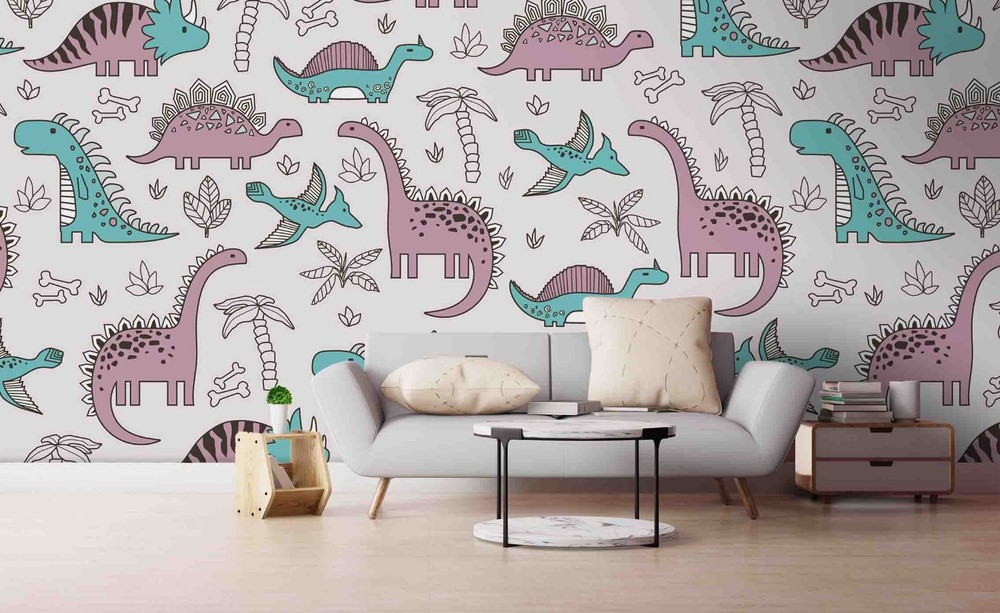 3D Hand-drawn Dinosaur Plant Pattern Wall Murals Wallpaper Murals Wall Sticker