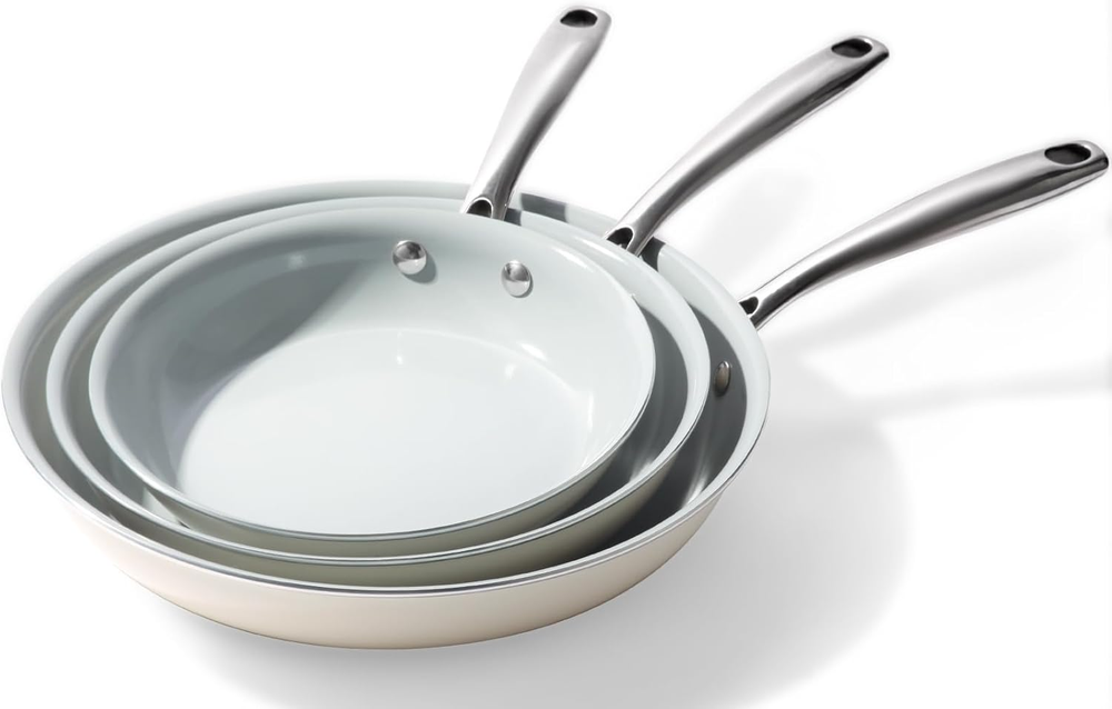 Ceramic Nonstick Frying Pan Set - 8, 9.5 & 11 Inch Skillets