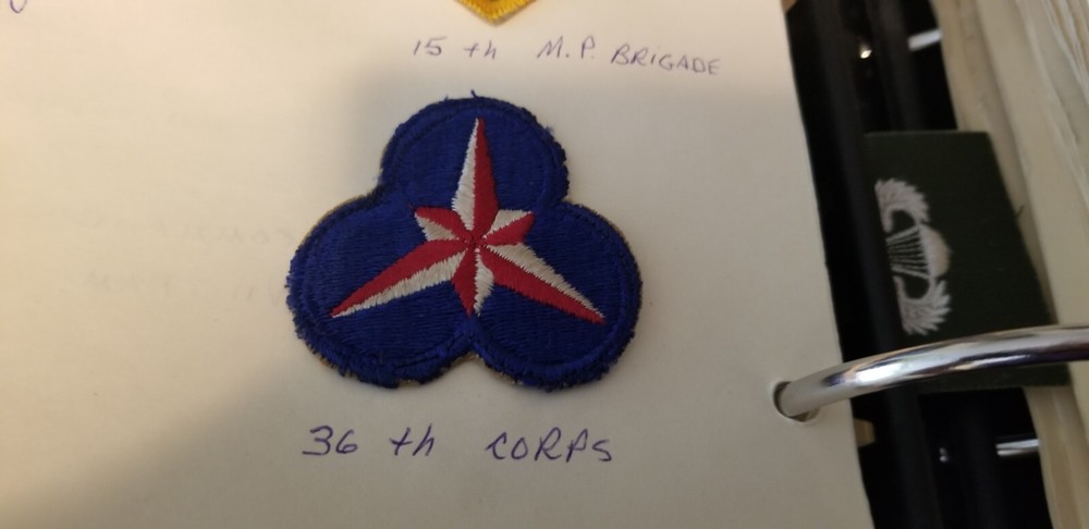 US Army Military Patch 36th Corps Id#fg67.