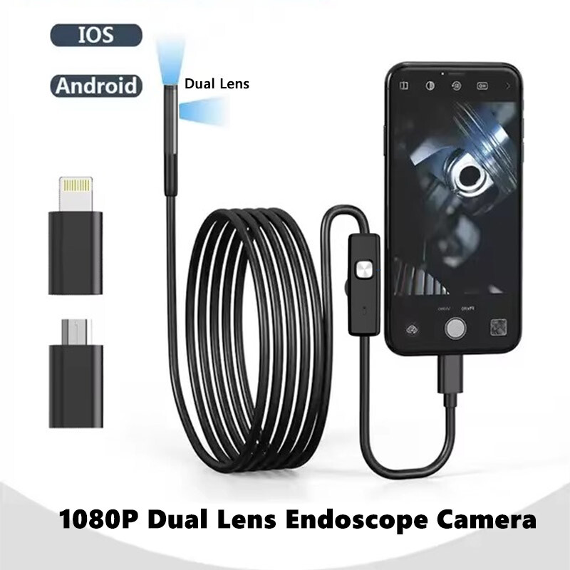 1920P HD Dual Lens Endoscope Inspection Camera LED Semi-Rigid For iPhone Android