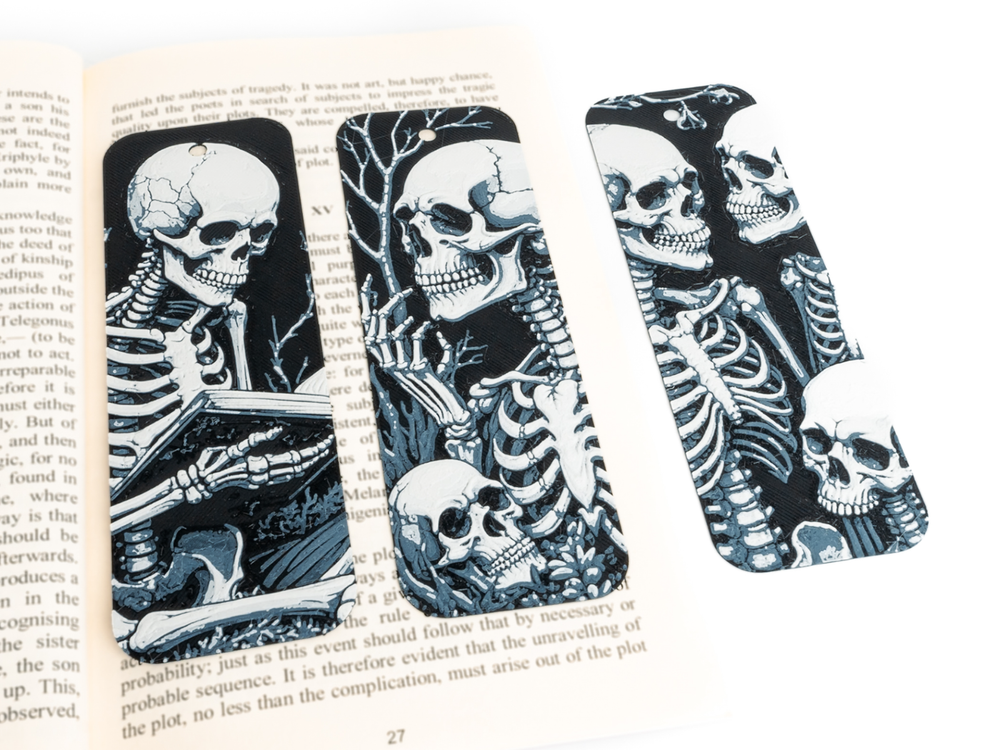 Skeleton Bookmark Set 3D Printed Gothic Horror Reading Gift Halloween Accessory