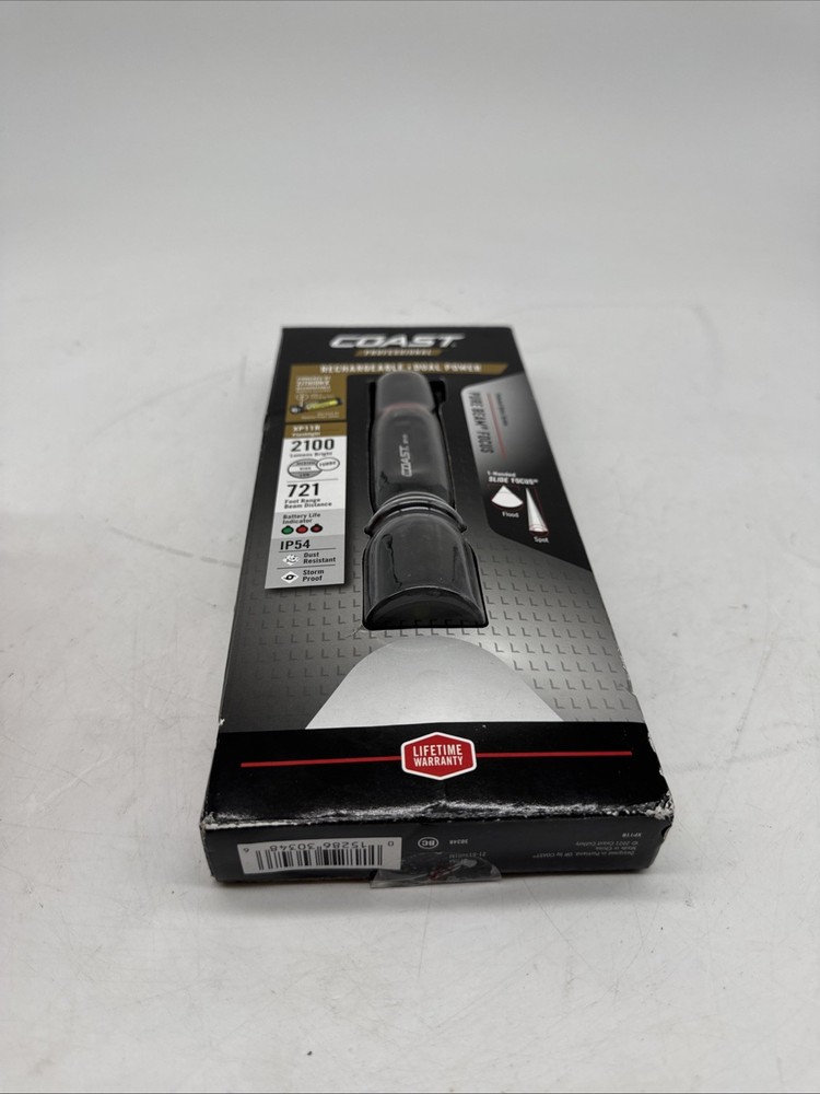 Coast XP11R 2100-Lumen Dual-Power Rechargeable Black Flashlight with Slide Focus  