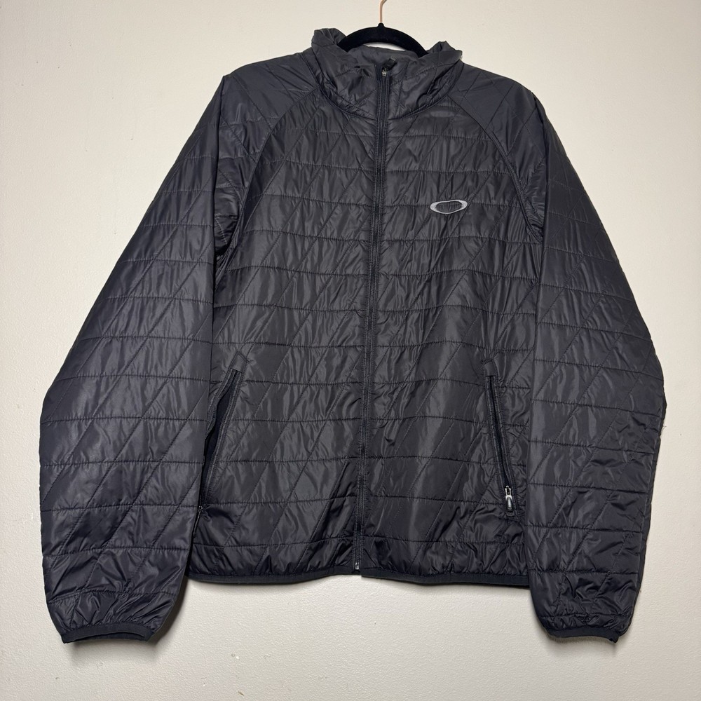 Oakley Med Mens Micro Puffer Jacket Full Zip Primaloft Quilted Black Winter Ski