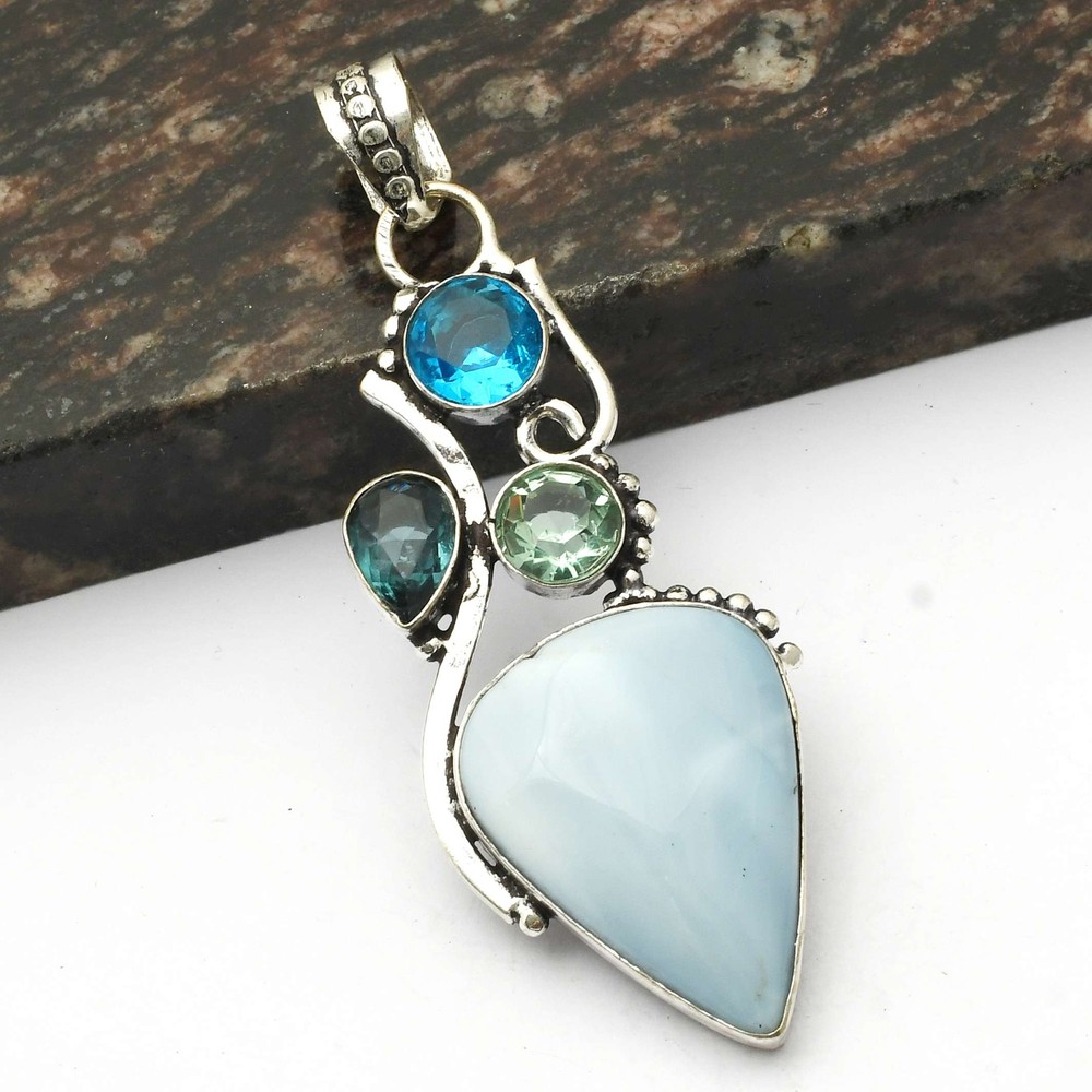 Owyhee Opal Blue Topaz Gemstone Handmade Pendant Jewelry New Year Gift  AP-15950