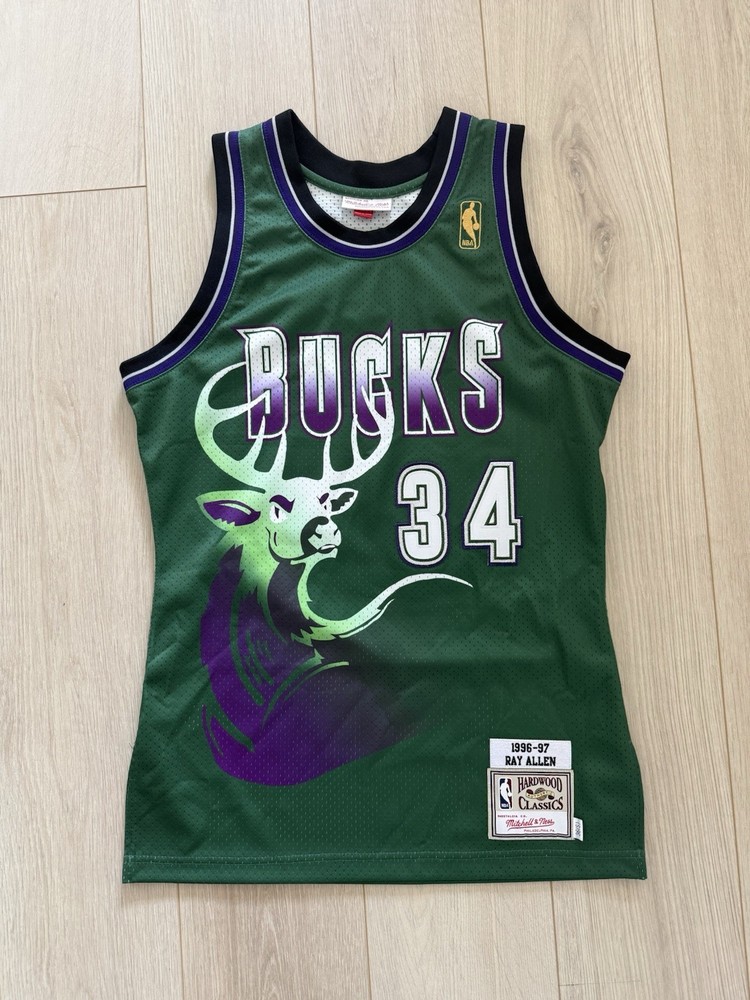 Mitchell & Ness Milwaukee Bucks Ray Allen #34 1996-97 Green Jersey Size 36