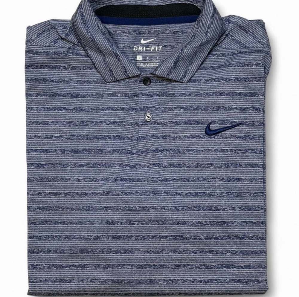 Nike Dri-FIT Men’s L Blue Polo Shirt Short Sleeve Golf Athletic