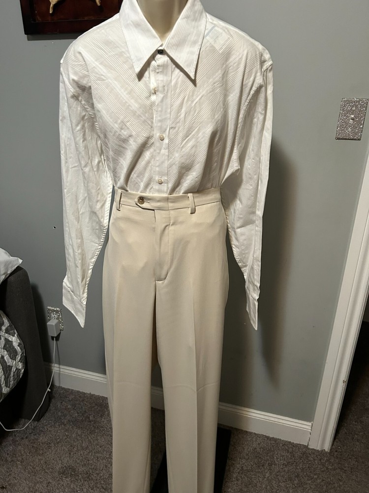 CLAIBORNE STONE FLAT FRONT GABARDIN PANTS 38/32 $65.00