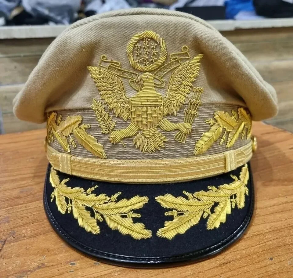 US Army Peak Cap General Douglas Macarthur's Uniform Military Khaki Hat