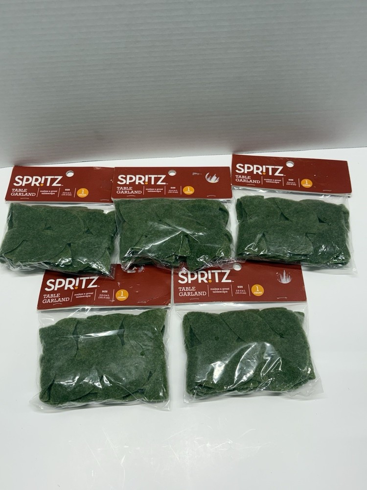 Spritz 5 Count Green Floral Leaves Soft Felt Table Garland Décor 3FT 4IN