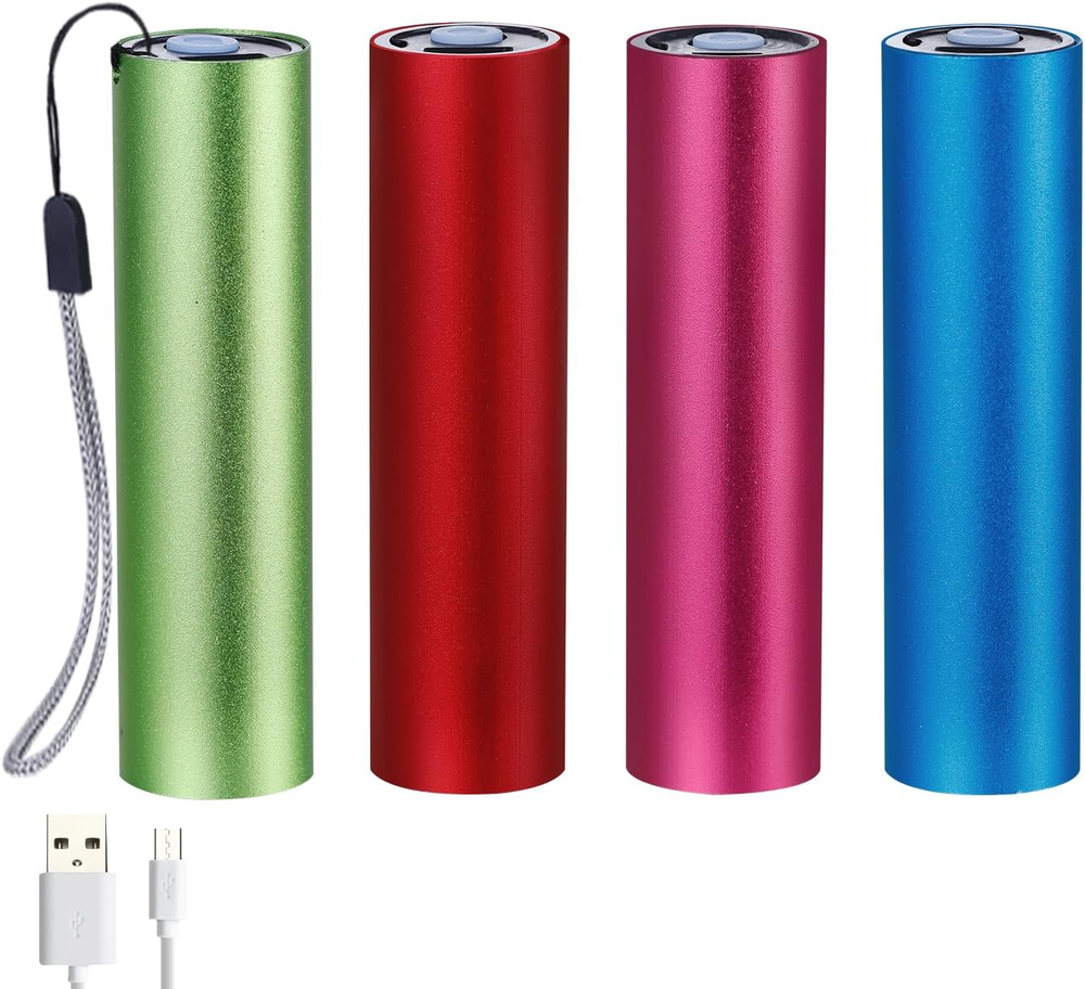4 Pack USB Rechargeable Mini LED Flashlights for Kids Pocket Size