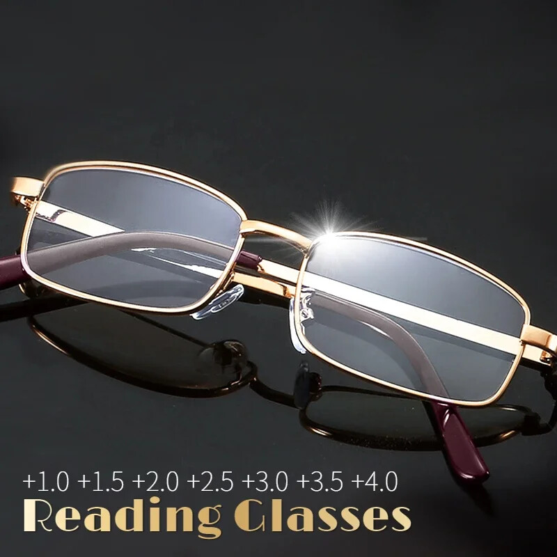 Metal Frame Reading Glasses for Men with Gold and Silver Presbyopia Lenses